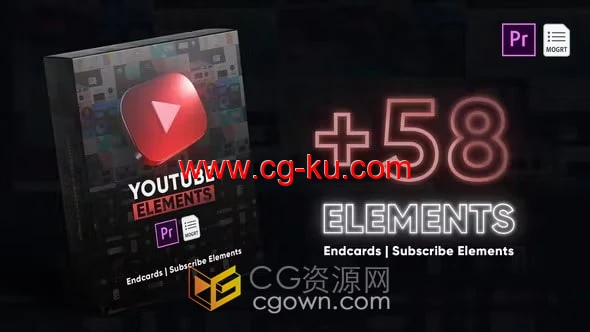 33个订阅和点赞元素25个尾卡/尾屏社交媒体视频包装元素-PR模板的图片1