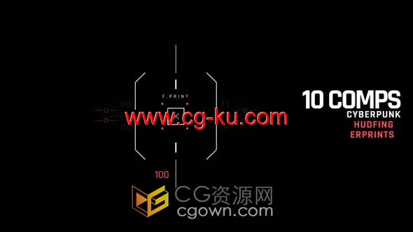 10个赛博朋克风格技术HUD指纹元素-AE模板的图片1