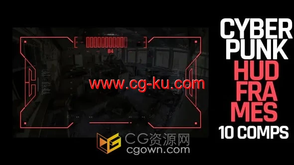HUD Cyberpunk Frames AE模板赛博朋克高科技元素动画的图片1