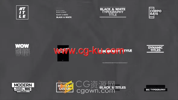 黑白粗体大标题Big Titles文字动画AE模板免费下载的图片1