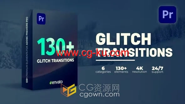 Glitch Transitions PR转场模板130种故障特效视频画面过渡的图片1