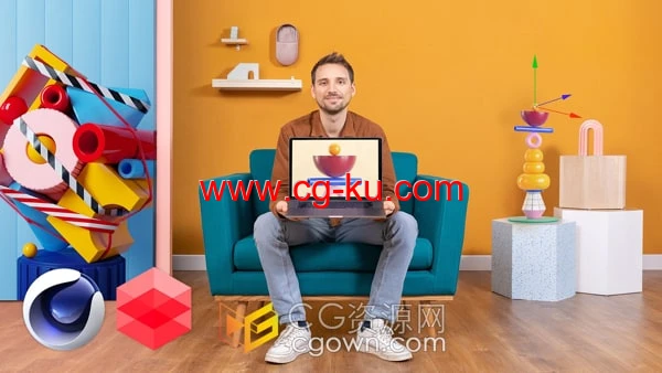 孟菲斯风格3D建模和动画技术C4D视频教程下载的图片1