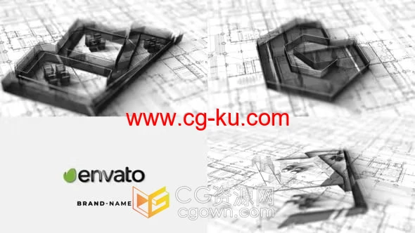 建筑公司品牌LOGO介绍标志绘画动画4K分辨率视频片头AE模板的图片1