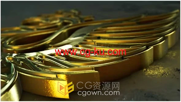 E3D创建三维金色LOGO动画视频片头-AE模板下载的图片1
