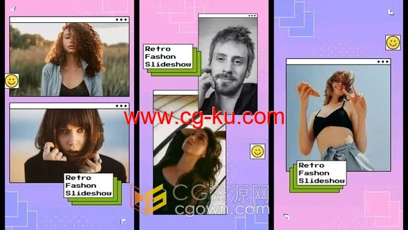 复古窗口风格时尚幻灯片开场动画短视频-AE模板下载的图片1