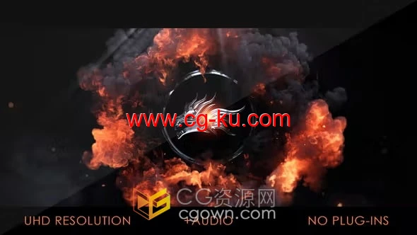 爆炸火焰燃烧烟雾火龙标志耀斑金属LOGO动画视频-AE模板的图片1
