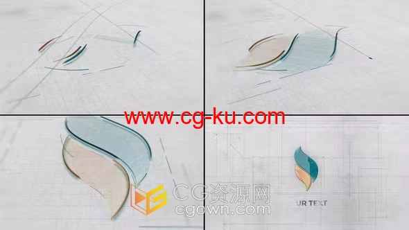 AE模板-素描纸展示线条构建标志草图动画建筑师蓝图logo的图片1