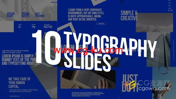 Typography Slides AE模板动态排版介绍文字动画效果制作的图片1
