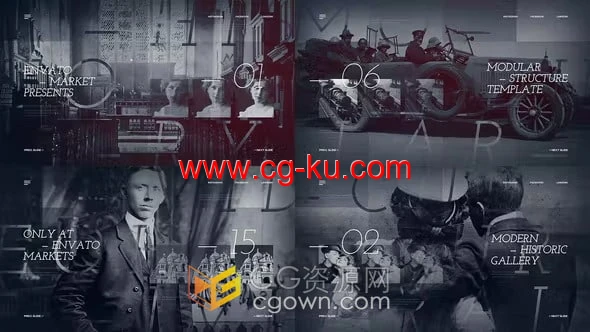 近代历史回忆照片幻灯片重大历史事件介绍视频相册-AE模板的图片1