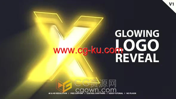发光LOGO动画视频片头制作4K分辨率-AE模板下载的图片1