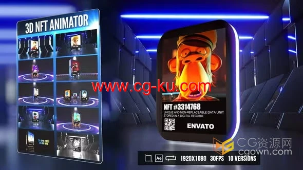 3D NFT Animator AE模板三维卡片展示动画制作的图片1