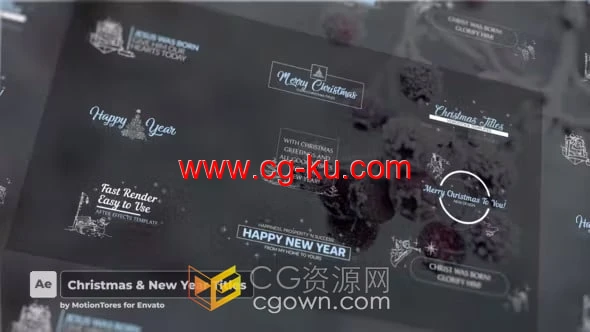 9组圣诞节文字标题动画4K分辨率-AE模板下载的图片1