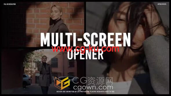 AE模板-时尚街拍动感模特视频广告分屏动画展示Multi-Screen Slideshow的图片1