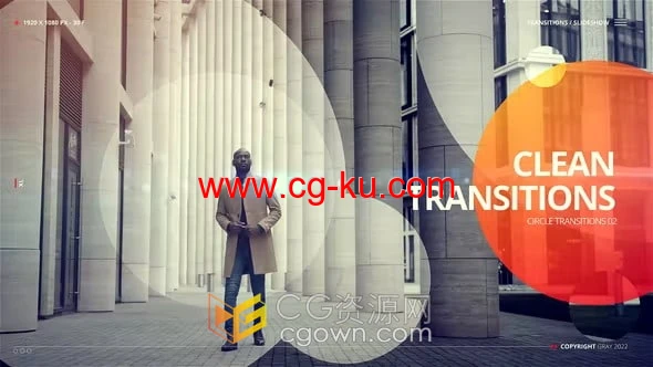 Clean Transitions AE模板图形旋转圈图形动画视频转场效果的图片1