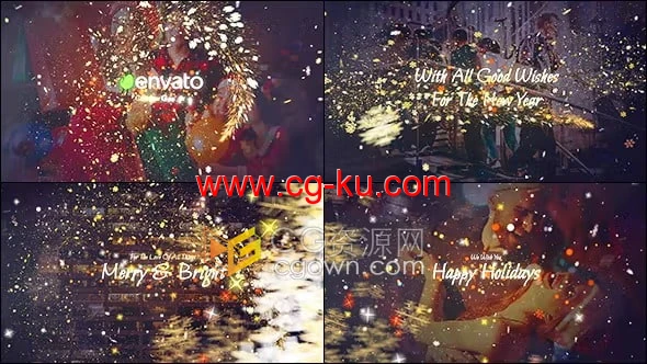 AE模板-明亮快乐节日氛围创建粒子效果圣诞节日新年祝福短视频的图片1