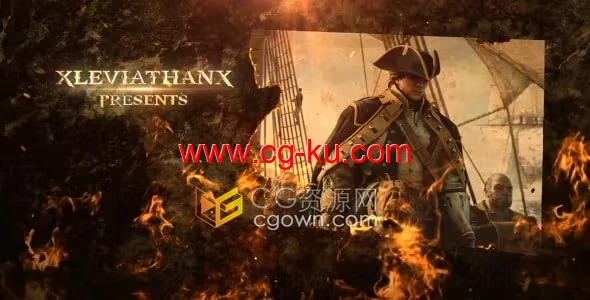 燃烧火焰照片灼烧动画效果史诗电影预告片-AE模板的图片1