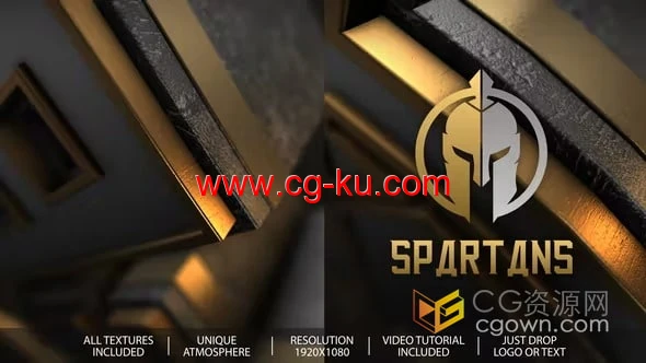 史诗般的力量和优雅的金色3D标志展示-AE模板的图片1