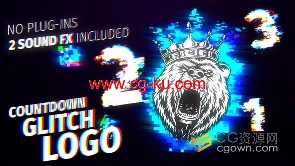 倒计时故障标志TikTok视频失真动态像素LOGO-AE模板的图片1