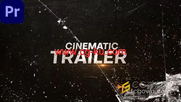 玻璃划痕飞屑动画史诗电影游戏视频标题预告片-PR模板的图片1