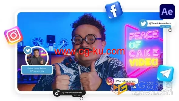 39种社交媒体动画图标按钮图形元素AE短视频包装模板的图片1