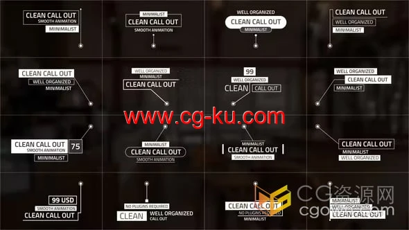 AE信息图表动画16个文本线呼出标题引用注释脚注线条标注的图片1