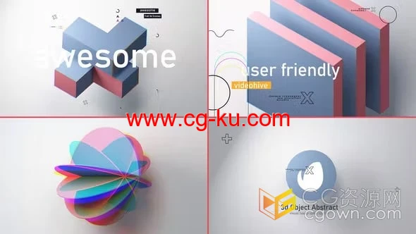 3D抽象场景背景动画宣传介绍视频片头-AE模板下载的图片1