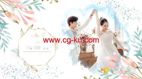 PR模板-清新彩色墨水动画浪漫婚礼相册婚纱照视频的图片1