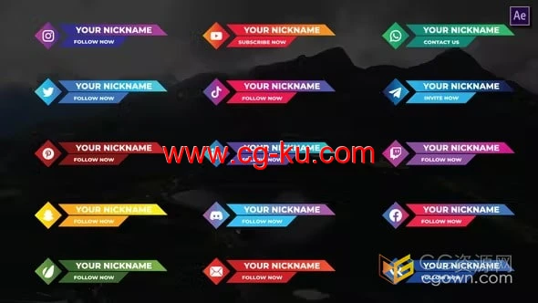 15个丰富多彩的社交媒体字幕条元素动画-AE模板的图片1