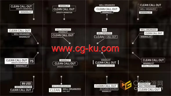 三重文本线呼出字幕标题引用注释脚注线条标注动画-PR模板的图片1