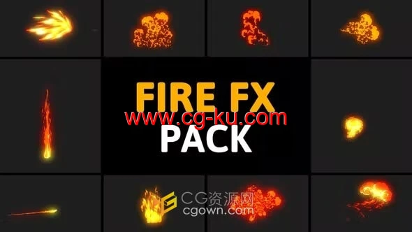 10组卡通火焰特效元素-AE模板下载Cartoon Fire Elements的图片1
