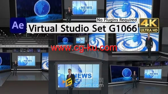 5台摄像机机位虚拟演播室套装电视台包装设计-AE模板的图片1