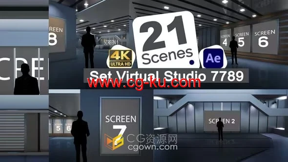 虚拟工作室电视演播室新闻播音员Virtual Studio 7789 AE模板的图片1