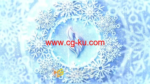 AE模板-优雅闪亮纯净雪花元素散景动画演绎大气标志片头Christmas Logo的图片1