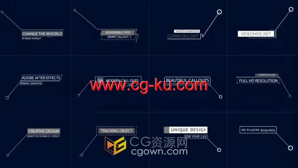 AE模板-线条呼出标题干净标注信息描述目标文本文字调用动画Call Outs的图片1