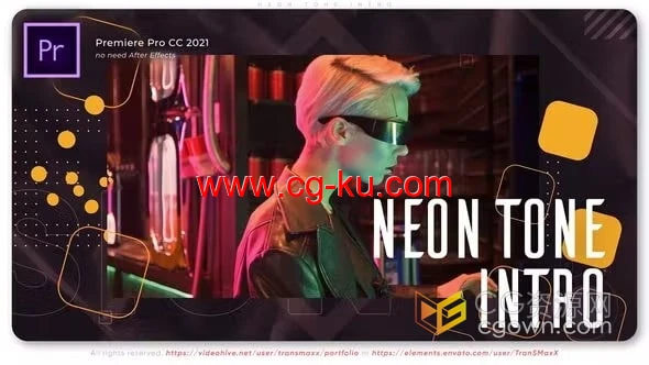 霓虹灯大标题故障时尚视频片头-PR模板下载的图片1