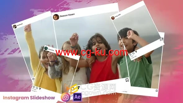 社交媒体卡片相框创意照片动画视频相册宣传-AE模板的图片1