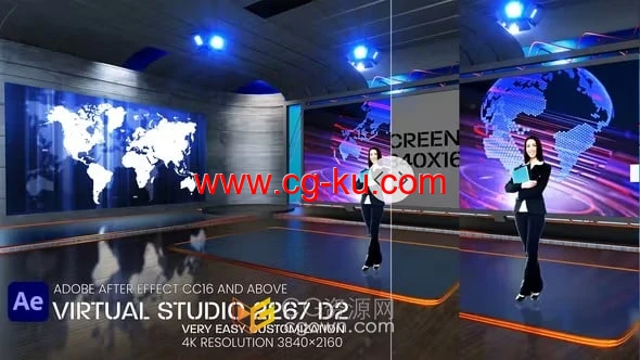 Virtual Studio 2267 AE模板虚拟工作室电视新闻频道演播室的图片1