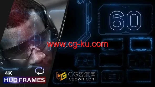 HUD Frames 60组框架全息图平视显示器科技元素AE模板的图片1