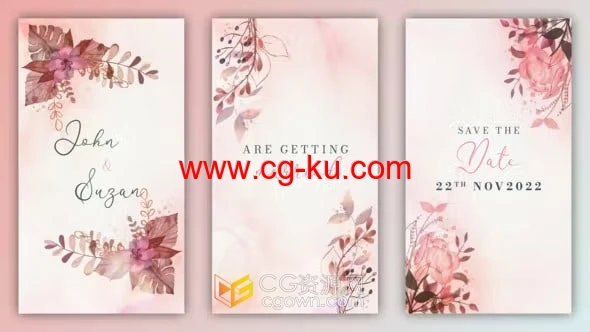 婚礼婚宴邀请函小视频动画制作-AE模板下载的图片1