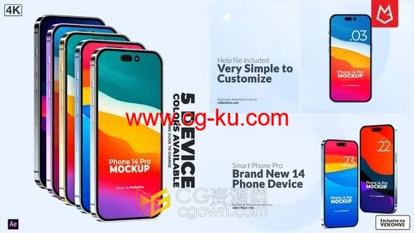 苹果iPhone14 Pro样机模型动画展示App应用程序广告AE视频模板的图片1