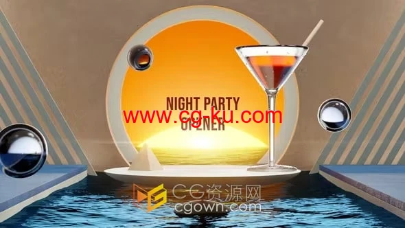AE模板-夜间派对3d抽象背景鸡尾酒晚会开场白的图片1