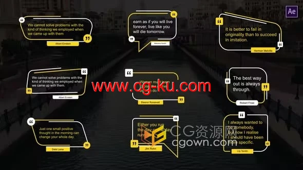 Quotes Titles名言段落引用引述字幕框标题动画-AE模板的图片1