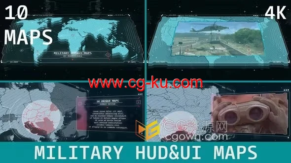 AE模板-10张HUD UI 军事动画地图适合战争新闻纪录片档案的图片1