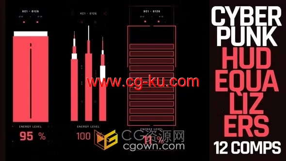 12种设计赛博朋克风格音频均衡器动画效果-AE模板的图片1