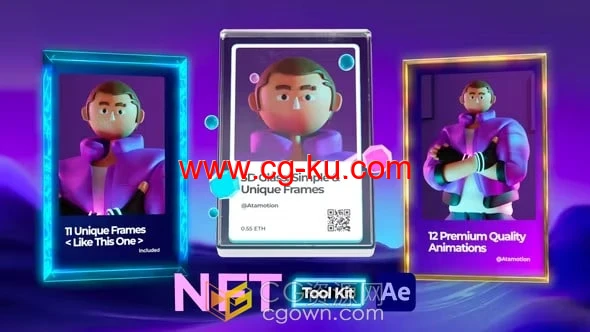 玻璃框架样式铸造推广展示宣传艺术品3D卡片动画-AE模板的图片1