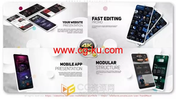 AE模板-干净白色风格手机应用程序APP网站服务街机游戏展示视频的图片1