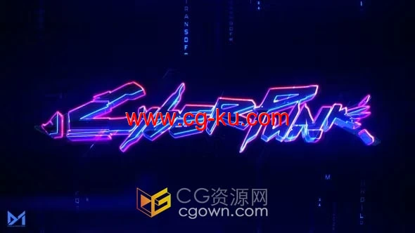 AE模板-高科技赛博朋克霓虹灯像差标志动画Cyber Logo Reveal的图片1