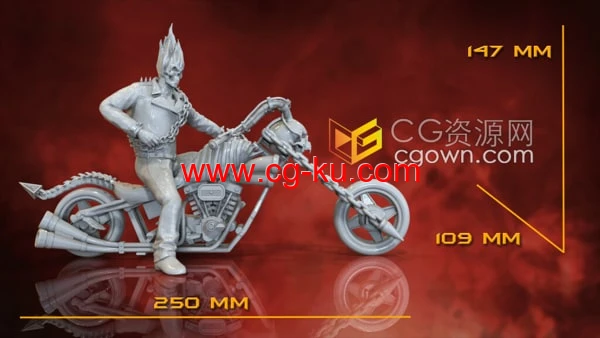 幽灵骑士与摩托车3D打印3D模型下载的图片2