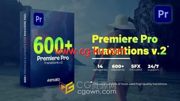 Transitions 600+ PR模板转场制作视频照片过渡效果的图片1