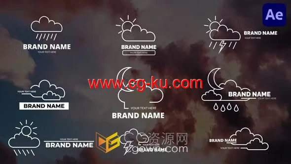 Cloud Titles AE模板9组天气图标文字标题动画的图片1